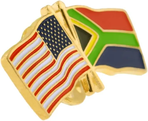 Vista 101 de PinMart Pin de solapa esmaltado con bandera de la amistad cruzada de Estados Unidos y el mundo