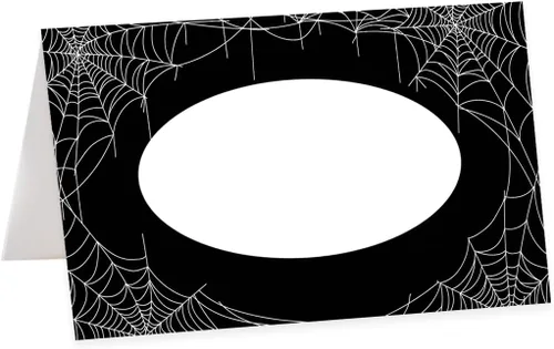 Vista 31 de Andaz Press Tarjetas de lugar con nombre de Halloween para colocar la mesa, etiquetas de alimentos en blanco para tarjetas de bufé de fiesta