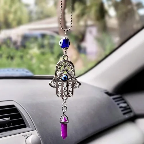 Vista 7 de LUCKBOOSTIUM - Amuleto de protección de manos para espejo retrovisor para coche, adorno colgante Symbol of Good Luck, Health & Spiritual