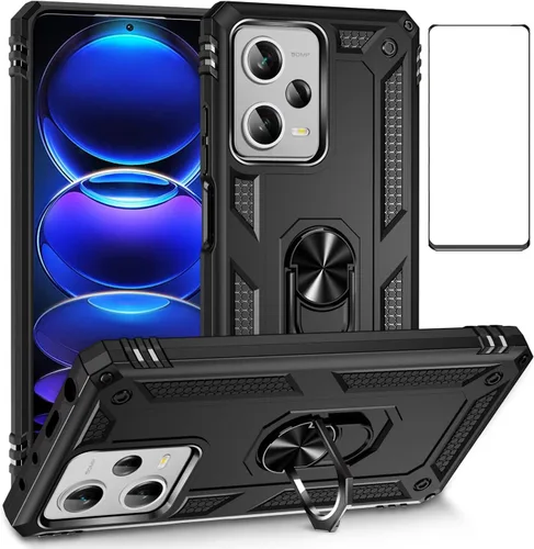 Vista 48 de Funda para Xiaomi POCO X3 NFC /X3 Pro con protector de pantalla, armadura de protección militar híbrida resistente a prueba de golpes, funda Negro