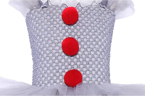 Vista 6 de Bonito vestido para niños pequeños, tutú de Halloween, payaso cosplay para niñas