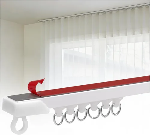 Vista 9 de Barra de cortina autoadhesiva sin necesidad de perforación, 1,65 m de barra de cortina para pared y techo, capacidad de carga de 8 kg, fácil