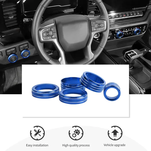 Vista 5 de CheroCar Kit de moldura de perilla de control para Chevy Silverado GMC Sierra1500 LT y superiores 2022-2025, para 2024-2025 2500HD/3500HD LT