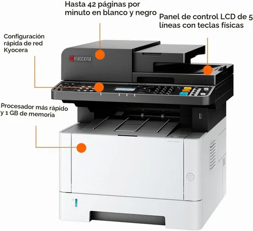 Vista 5 de Impresora láser multifunción monocromática KYOCERA ECOSYS MA4000x (impresión/copia/escaneo), hasta 42 ppm, procesador de documentos de doble escaneo