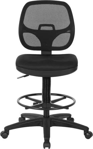 Vista 3 de Silla con respaldo de malla de lujo con pie ajustable, Acero inoxidable, Negro
