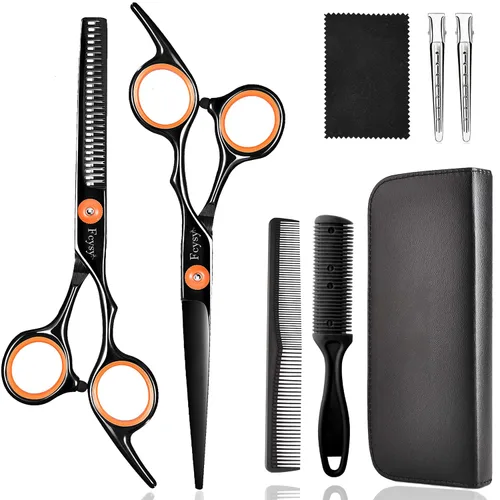 Vista 7 de Fcysy - Tijeras de corte de pelo, juego de tijeras de peluquería profesional, tijeras de peluquería, tijeras de mezcla, accesorios de peluquería