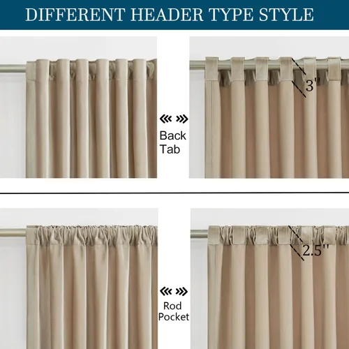 Vista 2 de PRIMROSE Cortinas de terciopelo champán de 63 pulgadas de largo para sala de estar, juego de 2 paneles opacos, bolsillo para barra, pestaña trasera