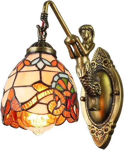 Vista 6 de LITFAD Lámpara de tocador Tiffany, aplique de pared con 3 luces para baño Multicolor - 3 luces