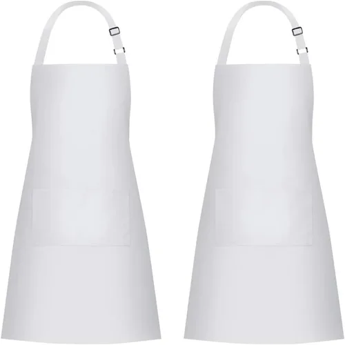 Vista 10 de Jubatus Paquete de 1 delantal con peto con 2 bolsillos, delantal de cocina de chef para mujeres y hombres, color negro