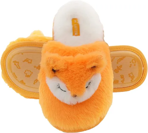 Vista 4 de Millffy Pantuflas de unicornio de peluche para mujer, diseño de conejo, zapatos de conejo, para interiores, hogar, dormitorio, pantuflas Fox Head