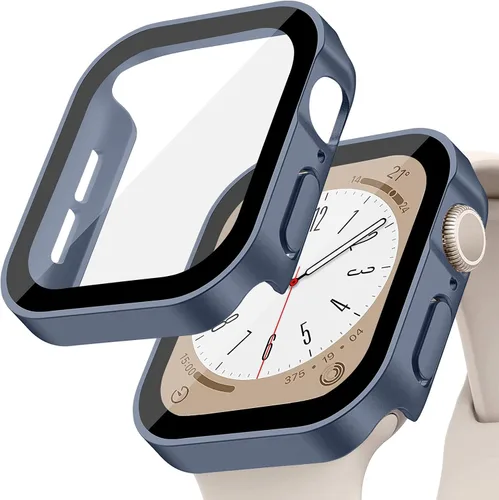 Vista 10 de Protección de Pantalla EIHAIHIS para Apple Watch Funda Serie 11 10 9 SE 8 7 6 5 4 40mm 44mm 41mm 45mm 42mm 46mm Vidrio Templado Impermeable PC