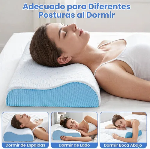Vista 6 de A-Pce Almohada cervical para el cuello, almohada de espuma viscoelástica Azul