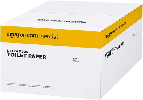Vista 3 de AmazonCommercial Papel higiénico ultra plus de 2 capas/Papel para baño, seguro para fosa séptica, Certificado FSC, sin perfume, 400 hojas por rollo