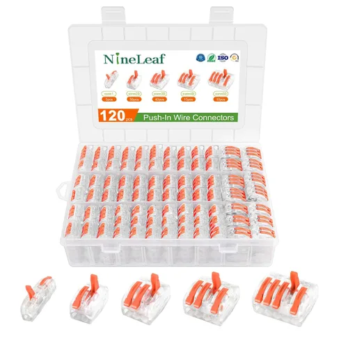 Vista 27 de Nineleaf Conectores de cable de palanca, conectores compactos de empalme de alambre en línea, terminales eléctricos modulares reutilizables 1 en 1