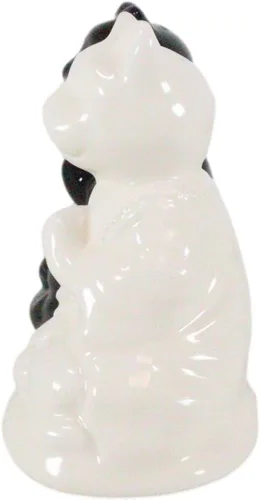 Vista 7 de Ebros Gift Blanco y negro Yin Yang Monasterio de monje zen religioso Buda Gatos Monjes Meditación Cerámica Sal y Pimentero Estatuilla Set Feng Shui