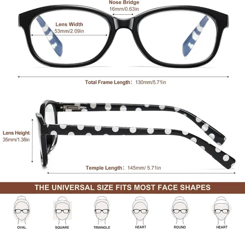 Vista 5 de EYEGUARD - Gafas de lectura con lunares de moda para mujer, 4 pares con bisagra de resorte