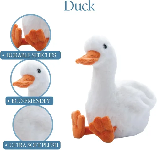 Vista 5 de The Petting Zoo Peluche de pato flexible, regalos para niños, animales salvajes de la vida silvestre, juguete de peluche de pato de 9 pulgadas