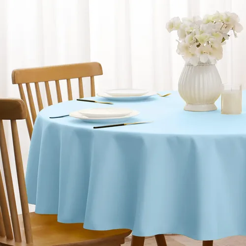 Vista 5 de Softalker Mantel Redondo, Impermeable y Resistente a las Manchas, Mantel de Tela Sin Arrugas, Lavable, Poliéster de 210GSM, Cubierta de Mesa