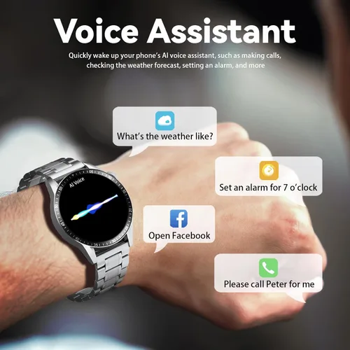 Vista 3 de Reloj inteligente para hombre con respuesta/hacer llamadas, 1.39 pulgadas HD siempre pantalla reloj de seguimiento de fitness con 190 modos