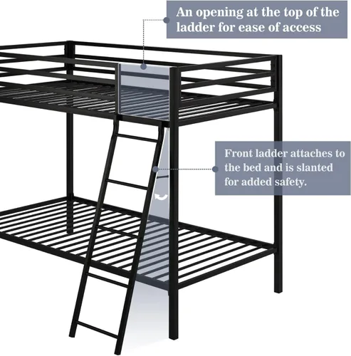 Vista 6 de Allewie Litera de metal tamaño individual sobre individual para jóvenes y adultos con escalera y barandilla resistente, diseño pequeño que ahorra