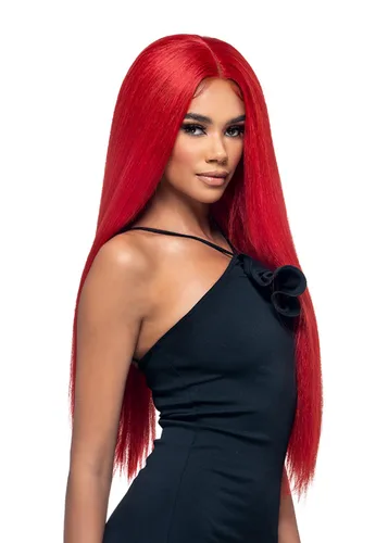 Vista 5 de Vivica A. Fox WNB-2, mezcla de cabello humano, peluca de encaje frontal, color 530, vino tinto
