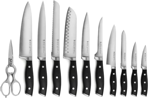 Vista 2 de Henckels Forged Accent - Juego de 20 cuchillos autoafilables, asas negras