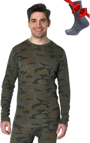 Vista 21 de 100% Merino Wool Base Layer Mens - Long Sleeve Thermal Shirts with Socks .320 negro