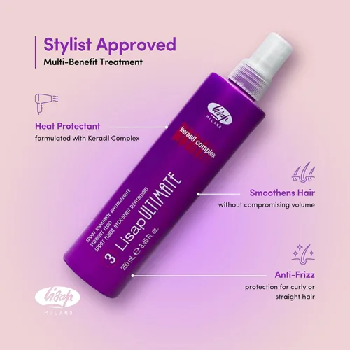 Vista 4 de Lisap Protector térmico para el cabello, spray líquido liso definitivo, productos para el cabello antiencrespamiento, protección térmica