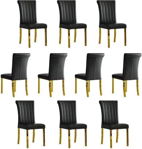 Vista 14 de Asday Upholstered Dining Chairs Set of 2, High Back Fabric Chairs, Beige Linen Fabric, High Back, Black Metal Legs