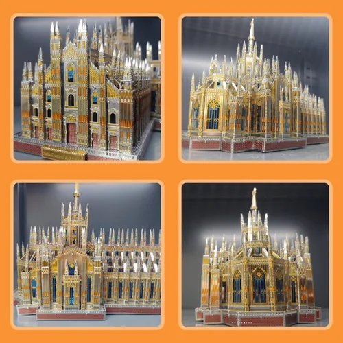 Vista 5 de Microworld Kits de modelos de rompecabezas de metal 3D, kit de construcción de modelos de arquitectura de la catedral de Milán de Italia