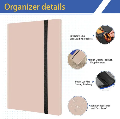 Vista 4 de Carpeta de tarjetas coleccionables de 9 bolsillos, libro de tarjetas premium para 360 tarjetas, álbum de tarjetas resistente para tarjetas