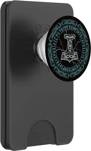 Vista 7 de Thor's Hammer Mjolnir Asgard Viking Runes PopSockets PopSockets intercambiable PopGrip