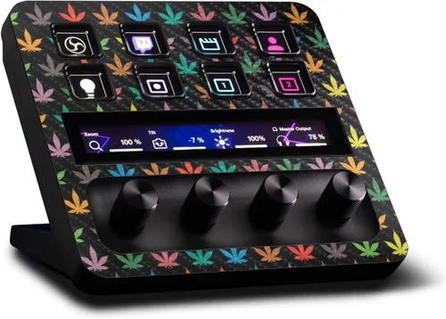 Vista 34 de MightySkins - Piel de fibra de carbono compatible con Elgato Stream Deck + - Morado sólido Acabado de fibra de carbono texturizado protector