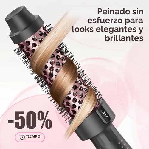 Vista 4 de Cepillo Térmico de 1.25 Pulgadas con 5 Ajustes de Temperatura, Rizador de Pelo Térmico Universal de Voltaje, Cepillo Rizador Térmico Redondo