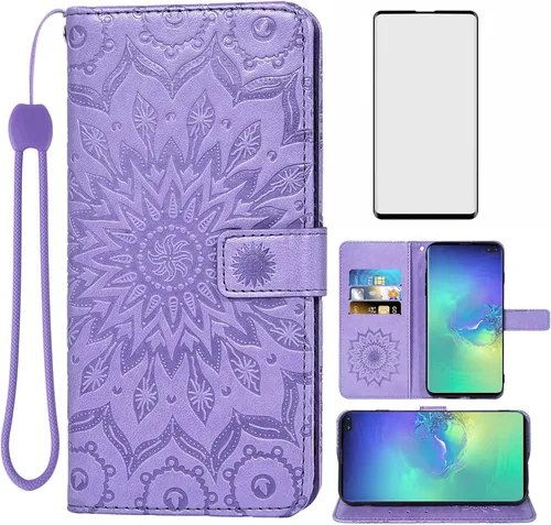 Vista 10 de Asuwish Funda de teléfono para Samsung Galaxy S10 Plus con protector de pantalla de vidrio templado, funda delgada de cuero, soporte para tarjetas