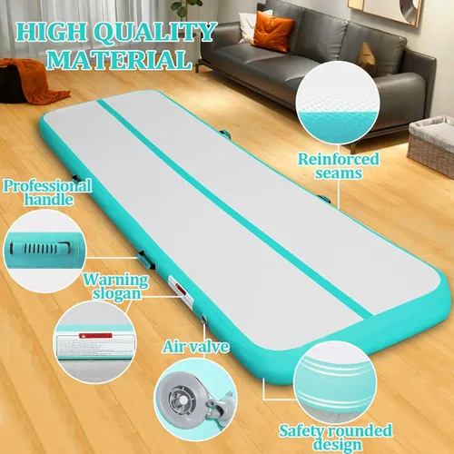 Vista 3 de Colchoneta inflable para gimnasia con bomba de aire eléctrica, pista de gimnasia para uso doméstico, entrenamiento, animadoras, niños, gimnasio, yoga