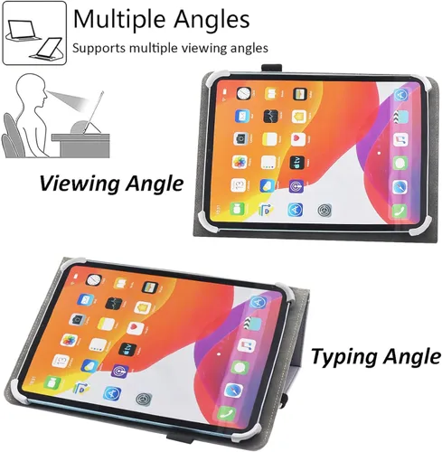 Vista 4 de Funda universal para tablet de 7 y 8 pulgadas, funda protectora con soporte para Android de 7.0 a 8.5 pulgadas con correa de mano y ranuras