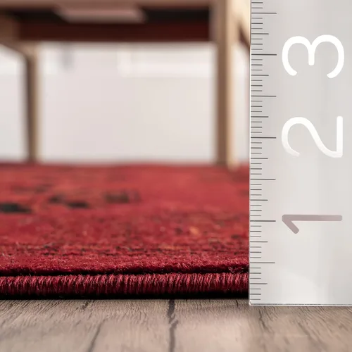 Vista 2 de Nuloom Diandra Red/marfil, 9 pies 2 pulgadas x 12 pies, tribal, suave y suave, con alto tráfico, resistente a las manchas, fácil de limpiar