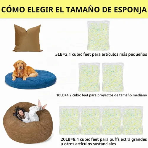 Vista 6 de Relleno de espuma viscoelástica triturada de 4.5 kg para silla de puf, relleno de primera calidad de alta densidad para puf