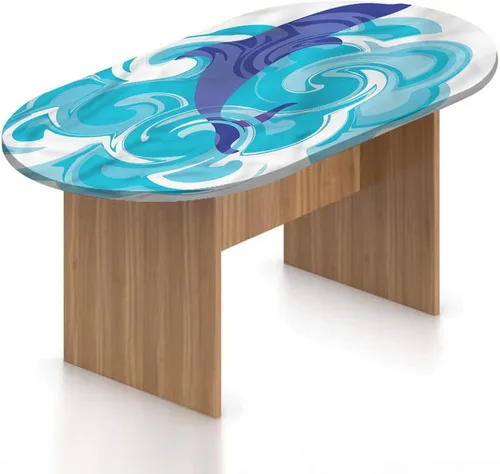 Vista 18 de Mantel ovalado ajustable para mesa de patio, con bordes elásticos de poliéster, diseño de conejitos y nubes Kawaii con bonitos estampado