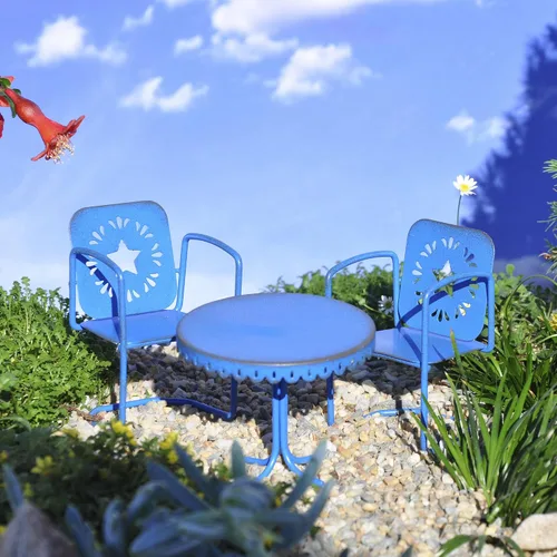 Vista 3 de Miniature Fairy Garden Mini Bistro – Blue Star – Set de 3