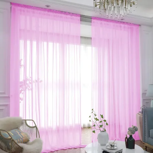 Vista 9 de L&TEC Cortinas traslúcidas para la ventana de color beige, 2 paneles de 48x45 pulgadas, con bolsillo básico para la barra de la cortina