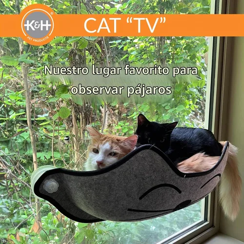 Vista 3 de K&H - Cama perca para ventana de gato, cara de gatito EZ Mount 27x11x6