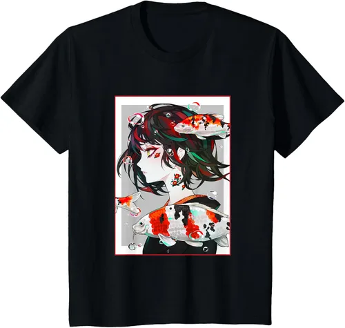 Vista 45 de Camiseta de anime anime japonés estético Otaku Negro