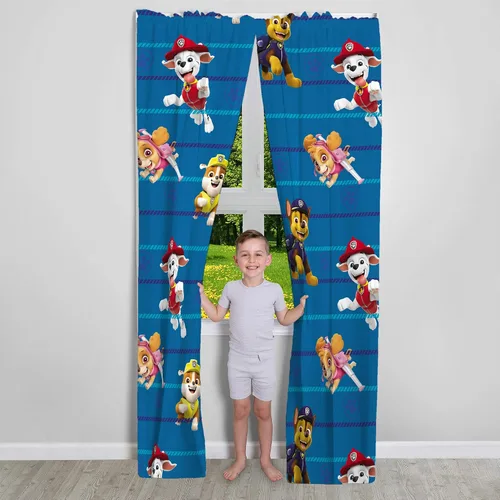 Vista 6 de Franco Juego de edredón y sábanas súper suaves con funda para niños, 7 piezas, tamaño matrimonial, Paw Patrol y cortinas para habitación de niños