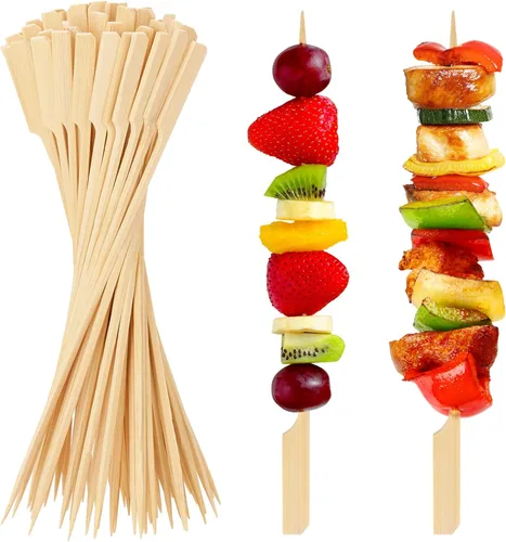 Vista 8 de FATLODA Palillos de Cóctel de Bambú de 3.5 Pulgadas [1200 PIEZAS] para Aperitivos, Brochetas de Madera Tipo Paleta, Palillos de Dientes Planos