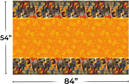 Vista 2 de Mantel rectangular de plástico multicolor Jurassic World 3 (54 x 84 pulgadas), 1 unidad, diseño vibrante, perfecto para celebraciones de cumpleaños