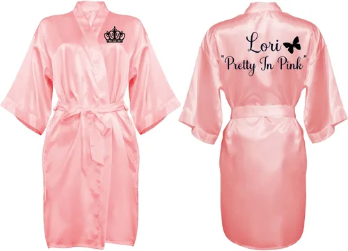 Vista 20 de Bata personalizada para mujer, tallas S-5XL, añade símbolos, texto y monogramas – Batas para bodas, viajes de niñas, cumpleaños y más