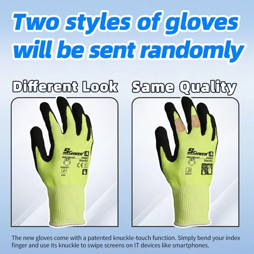 Vista 2 de Schwer 2 pares de guantes de trabajo resistentes a cortes A7 Amarillo