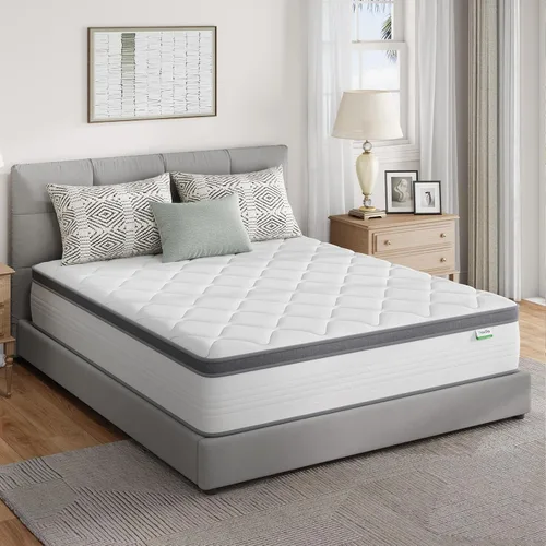 Vista 12 de Novilla Colchón individual de 6 pulgadas, Bonnell Spring Hybrid con soporte Blanco